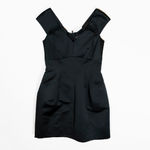 Marc Jacobs Silk Lined Off The Shoulder V Neck Cocktail Party Mini Dress Black 6 Photo 0