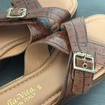 Bella Vita  Italy Sandals Slides Slip On Cross Strap Brown Leather Size 9N Narrow Photo 7