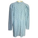 WAYF  Dress Size Small Metallic Puff Long Sleeve Mini in Powder Blue Back Zip‎ Photo 2