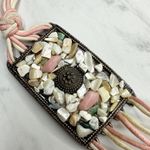 Womens Chunky Shell Chip Studded Tie Belt Boho Medium (M) Large (L) ✨ Pink Photo 8