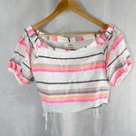 Lemlem  by Liya Kebede Cotton Gauze Striped Off Shoulder Crop Top Size Medium Photo 1
