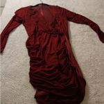 Red Bodycon Dress with sheer sleeves Size L Photo 2