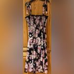 Lulus Wowing Wonder Black Floral Jacquard Smocked Tie-Strap Tiered Midi Dress Photo 5