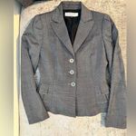 Tahari blazer jacket women’s size 2 petite gray plaid peplum flare fall jacket Photo 0