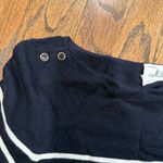 Milly  Navy Blue White Stripe Sweater Accent Button Shoulders Size Small 1622 Photo 2