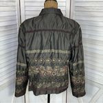 ELCC Vintage Embroidered Taffeta Blazer Jacket Gray Large Button Front Photo 3