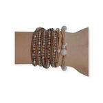 Chan Luu new 𖦹 Faceted Pyrite Crystal Stones 5 Wrap Bracelet 𖦹 Chestnut Leather Photo 13