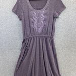 prAna  Women's Pull Over Shirt Dress Dropped Waist Purple Size Small Embroidered Photo 0