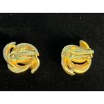Givenchy VTG Clip On Earrings Gold Tone Swirl Glam Regency Signed Photo 2