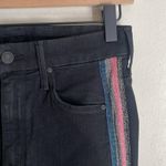 MOTHER High Waist Looker Ankle Fray Guilty Glitter Racer Black Skinny Jean Size 26 Photo 4