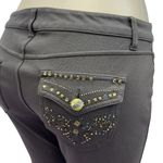 One 5 One  Brown Rhinestone Embellished 5 Pocket Low Rise Stretch Pants Womens 10 Photo 6