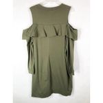 Torrid Plus Size 2X Olive Green Ruffled Knit Sweatshirt Dress Cold Shoulder 914 Photo 2