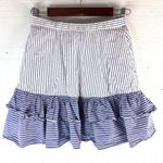 J.Crew  2 Layered Ruffle Lined Blue and White Striped Pocketed Mini Skirt Photo 0