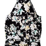 NWT WHBM Floral Mock Halter Top Black‎ White Sleeveless Blouse Medium Black Photo 0