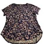 Philosophy Woman Floral Print Short Sleeve Top Navy Pink Women’s 1X Photo 1