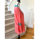 Maison du Caftan Coral Pink & Teal Metallic Embroidered Tunic Size XL Photo 5