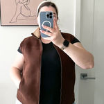 Ralph Lauren Lauren  Brown Shearling Lined Faux Suede Barn Vest Women’s Size XL Photo 0