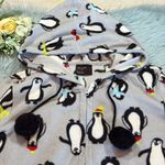 Free Press  Fleece Penguin Onsie Hooded Zip Up sz M Photo 1