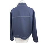 Topshop Navy Blue Zip Up Collar Long Sleeve Windbreaker Rain Coat Jacket 12 Photo 1