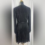 Melonie T Women Fit and Flare Dress Black Long Sleeve accordion pleat NWOT 14 Photo 5