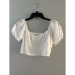 Hollister Eyelet Crop Top M White Cotton Smocked Milkmaid Bustier Festival Beach Photo 12