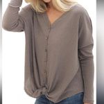 IWOLLENCE medium long sleeve waffle knit v Photo 1