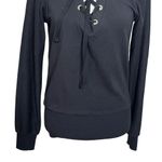 Tops Lagence Josilyn Lace Up Sweatshirt Black Top Women’s Size XS Photo 3
