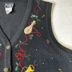 Vtg Southern Lady Womens Sweater Vest M Black Music Notes Trumpet Drum Christmas Size M Photo 4