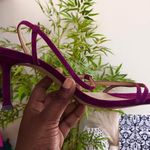 Ann Taylor Stunning classy comfortable purple suede strappy ankle open toe sandals heels slingback 100% Genuine Leather Size 8.5M Photo 3