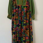 Vintage 60s Loungecraft Patchwork Maxi Dress Union Made Green Size undefined Photo 0
