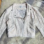 Free Generation White Lace Cropped Moto Style Jacket Size L Photo 0