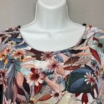 Floral Dress Long‎ Sleeve Scoop Neck Elaborate Pattern Print Sheath Leafy Women Pink Size XXS Photo 2