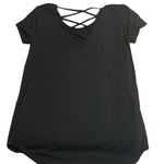 Hippie Rose Black Criss Cross Back Short‎ Sleeve T-Shirt Casual Everyday Top Photo 2