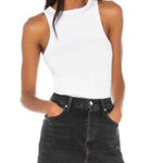 AGOLDE  Quinn High Rise Raw Hem Button Fly Black Denim Mini Skirt Photo 0