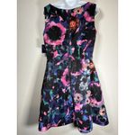 ANTHROPOLOGIE Just Taylor NWT Floral Abstract Fit and Flare Scuba Dress Size 12 Black Photo 4