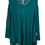 Catherines NWT  Fringe Poncho Top Size‎ 2X Teal Green Fringe Layering Boho Casual Photo 0