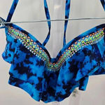 Victoria's Secret  Blue Ruffle String Tie Bikini Top Swimsuit Swimwear Size Small Photo 1