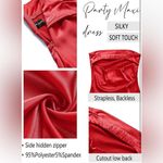 Merokeety Women's Strapless Satin Tube Bodycon Backless Wedding Guest Maxi Dress (332) Photo 4