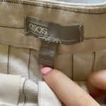 ASOS Striped Cropped Beige Trousers Cotton Linen Blend Photo 6