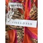 NWT Cella & Flo Midi Dress Womens Medium Pink Orange Indian Tiger Block Print Photo 2