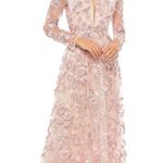 Mac Duggal FLORAL APPLIQUE LONG SLEEVE ILLUSION GOWNR size 4 Photo 0