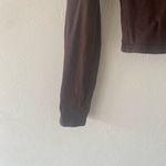 SheIn  brown long sleeve cropped v-neck top shirt Photo 3