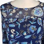 The Limited  Navy Blue Sheer Floral Long Sleeve Shift Dress - Size 10 Photo 6