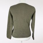 Vintage Olive Green Floral Panel Knit Sweater Pullover Size XS Photo 3