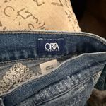 Lucky Brand EUC Blue Jeans with Embroidered White Lace Accents Photo 5