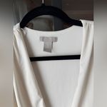 H&M  plunge vneck bodysuit thong ruched plus curve stretchy top ivory Photo 3