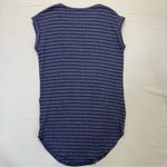 Striped Knit Tunic Women’s Size Medium Blue black stripes ribbed side pockets Blue Photo 4