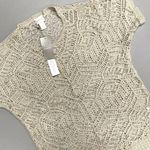 Chico's  Lace Back Top Becky Pullover Sweater Short Sleeve Fashion New Khaki NWT Photo 0