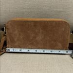 None Brown Suede Studded Wallet with Shoulder Strap Photo 7