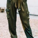 These Three Boutique Olive Satin Joggers Photo 0